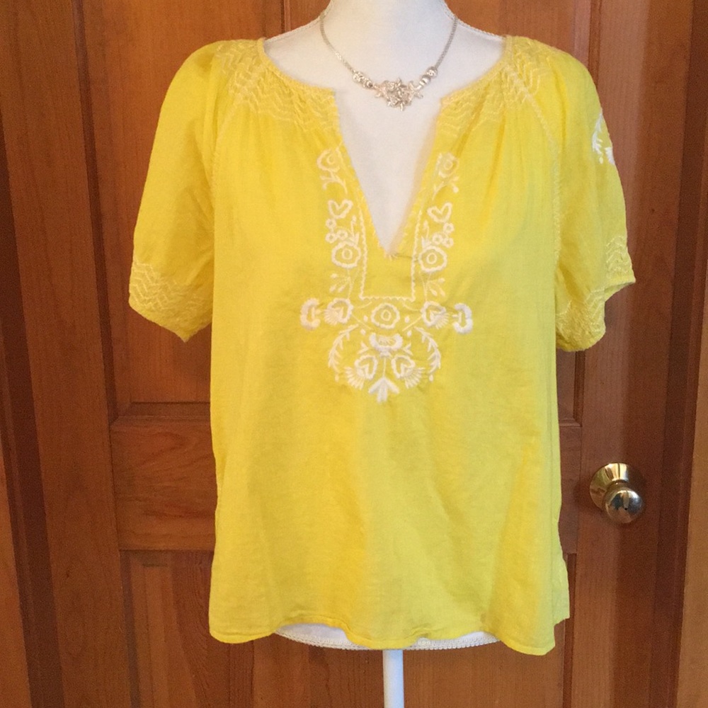 J. Crew yellow short sleeved blouse